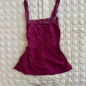 Bebe Magenta Lace Detail Top